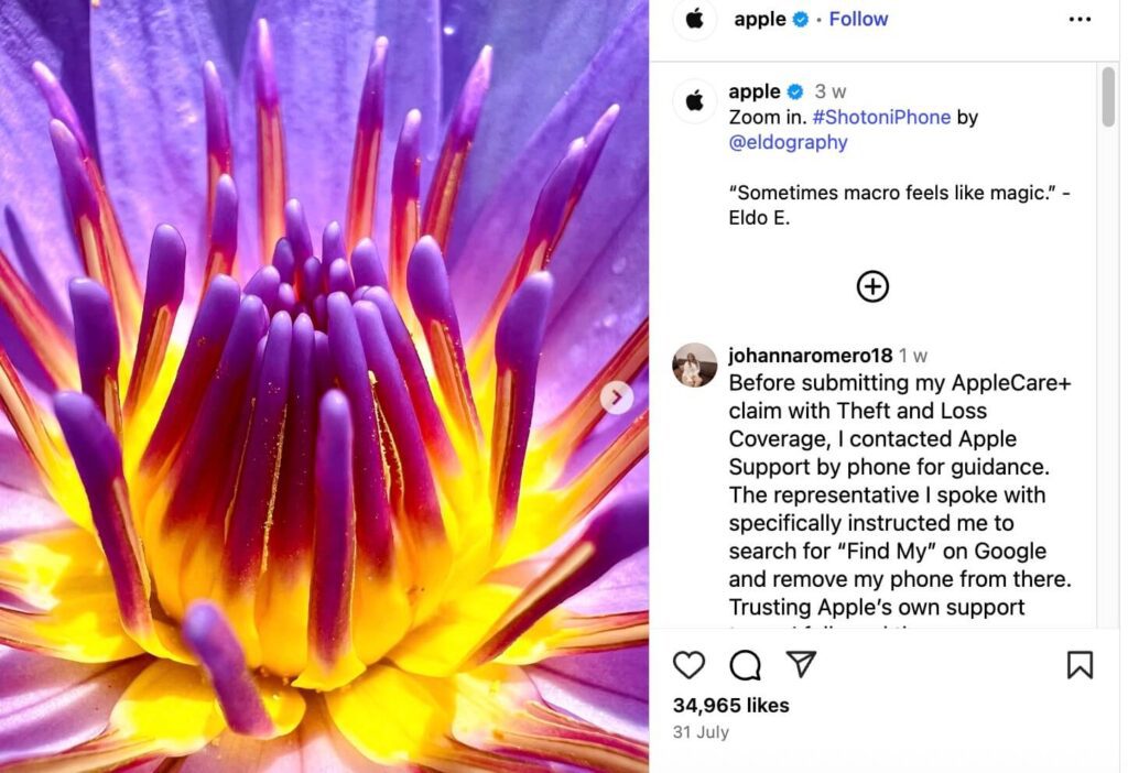 Apple ShotOniPhone campaign on Instagram 