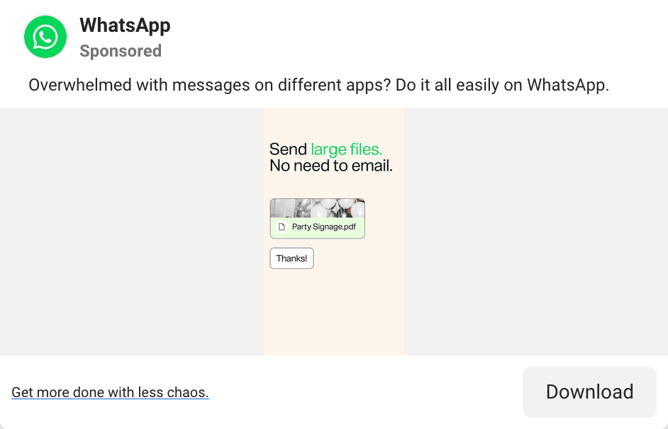 whatsapp ad on facebook 
